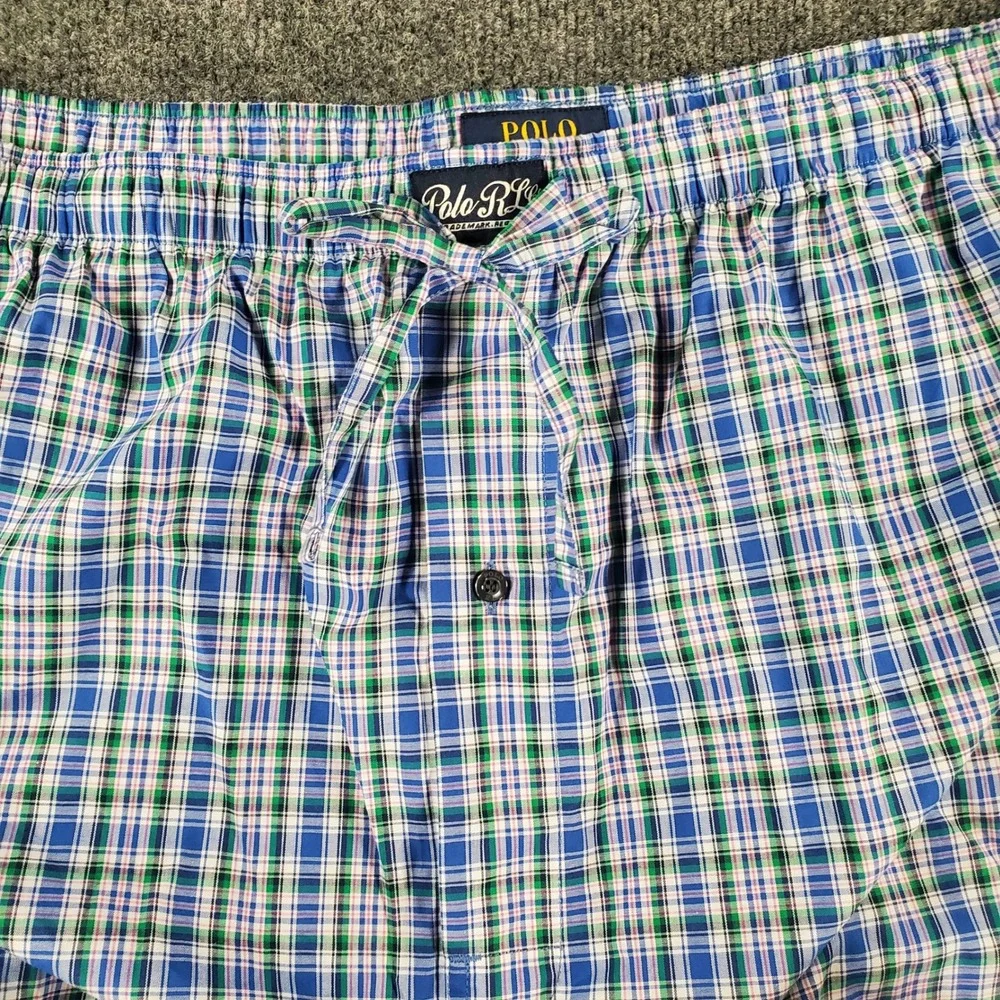 Polo Ralph Lauren Pajama Pants Mens 2X RY27RX Blue Plaid NEW